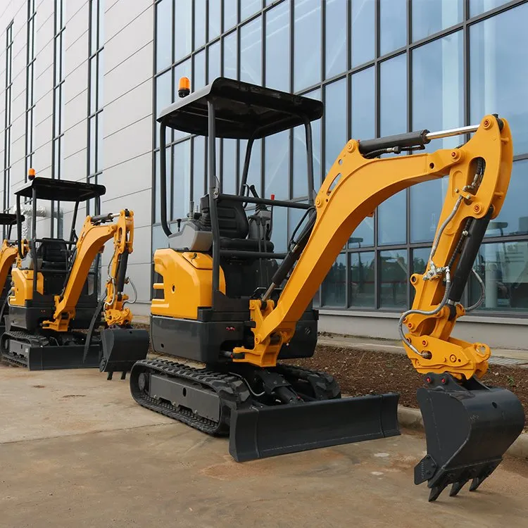 Minigraafmachine die een greppel graaft